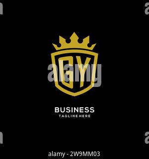 Initial GY logo shield crown style, luxury elegant monogram logo design vector graphic Stock Vector