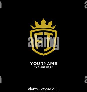 Initial FI logo shield crown style, luxury elegant monogram logo design vector graphic Stock Vector