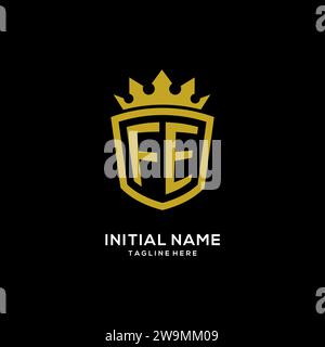 Initial FE logo shield crown style, luxury elegant monogram logo design vector graphic Stock Vector