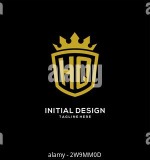 Initial HQ logo shield crown style, luxury elegant monogram logo design vector graphic Stock Vector