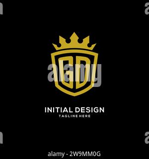 Initial GD logo shield crown style, luxury elegant monogram logo design vector graphic Stock Vector