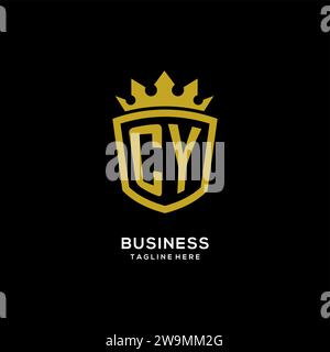 Initial CY logo shield crown style, luxury elegant monogram logo design vector graphic Stock Vector