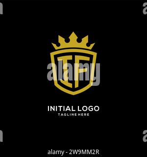 Initial IF logo shield crown style, luxury elegant monogram logo design vector graphic Stock Vector