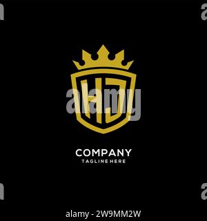 Initial HJ logo shield crown style, luxury elegant monogram logo design vector graphic Stock Vector