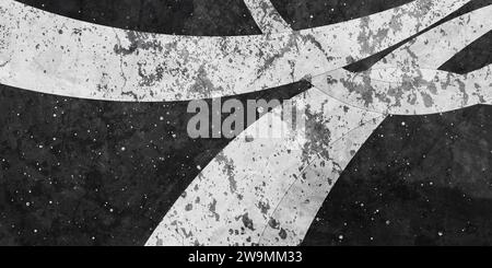 White waves and small particles on black grunge background. Vector design Stock Vector