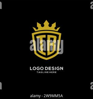 Initial IB logo shield crown style, luxury elegant monogram logo design vector graphic Stock Vector