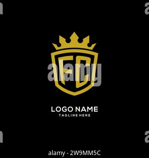 Initial FC logo shield crown style, luxury elegant monogram logo design vector graphic Stock Vector