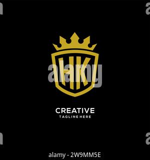 Initial HK logo shield crown style, luxury elegant monogram logo design vector graphic Stock Vector
