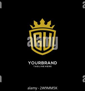 Initial GU logo shield crown style, luxury elegant monogram logo design vector graphic Stock Vector