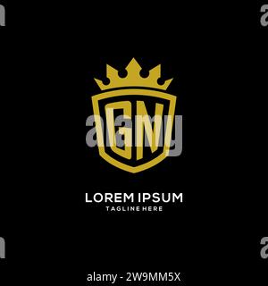 Initial GN logo shield crown style, luxury elegant monogram logo design vector graphic Stock Vector
