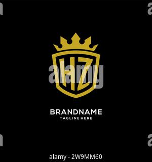 Initial HZ logo shield crown style, luxury elegant monogram logo design vector graphic Stock Vector