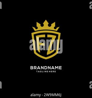 Initial FZ logo shield crown style, luxury elegant monogram logo design vector graphic Stock Vector