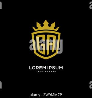 Initial GA logo shield crown style, luxury elegant monogram logo design vector graphic Stock Vector