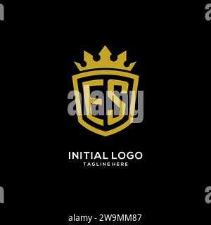 Initial ES logo shield crown style, luxury elegant monogram logo design vector graphic Stock Vector