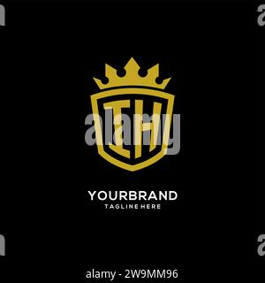 Initial IH logo shield crown style, luxury elegant monogram logo design vector graphic Stock Vector