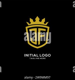 Initial JF logo shield crown style, luxury elegant monogram logo design vector graphic Stock Vector