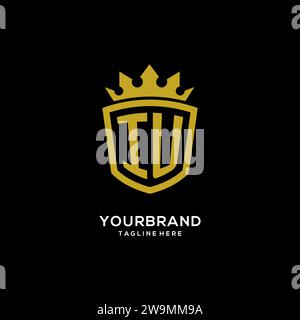 Initial IU logo shield crown style, luxury elegant monogram logo design vector graphic Stock Vector