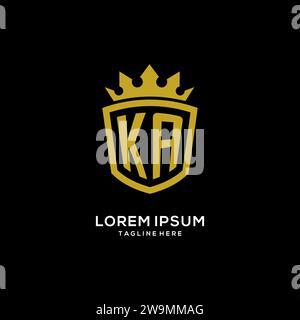 Initial KA logo shield crown style, luxury elegant monogram logo design vector graphic Stock Vector