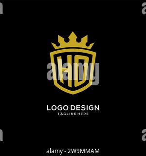 Initial HO logo shield crown style, luxury elegant monogram logo design vector graphic Stock Vector