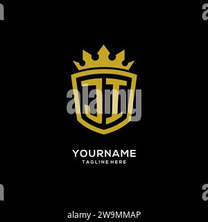 Initial JI logo shield crown style, luxury elegant monogram logo design vector graphic Stock Vector