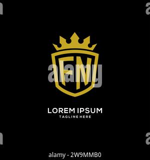 Initial FN logo shield crown style, luxury elegant monogram logo design vector graphic Stock Vector
