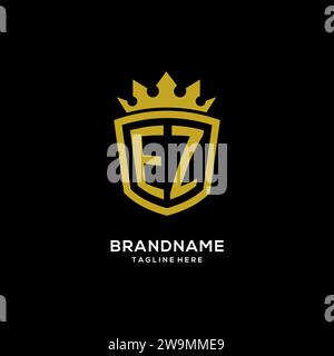 Initial EZ logo shield crown style, luxury elegant monogram logo design vector graphic Stock Vector