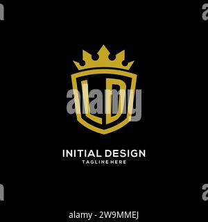 Initial LD logo shield crown style, luxury elegant monogram logo design vector graphic Stock Vector