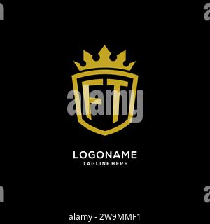 Initial FT logo shield crown style, luxury elegant monogram logo design vector graphic Stock Vector
