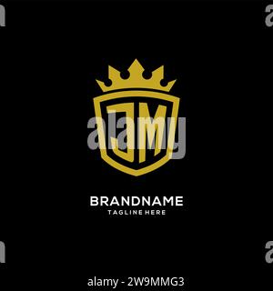 Initial JM logo shield crown style, luxury elegant monogram logo design vector graphic Stock Vector