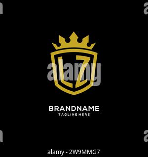 Initial LZ logo shield crown style, luxury elegant monogram logo design vector graphic Stock Vector