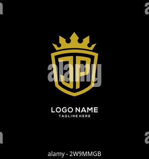 Initial JP logo shield crown style, luxury elegant monogram logo design vector graphic Stock Vector