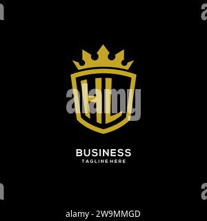 Initial HL logo shield crown style, luxury elegant monogram logo design vector graphic Stock Vector