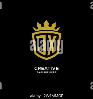 Initial JX logo shield crown style, luxury elegant monogram logo design vector graphic Stock Vector
