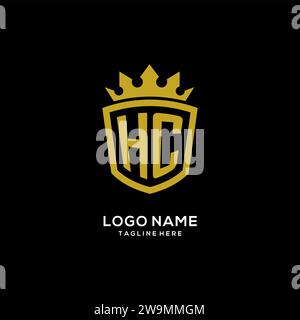 Initial HC logo shield crown style, luxury elegant monogram logo design vector graphic Stock Vector