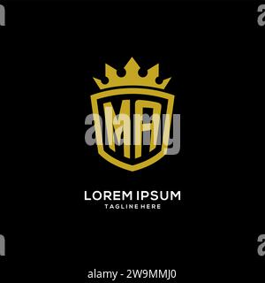 Initial MA logo shield crown style, luxury elegant monogram logo design vector graphic Stock Vector