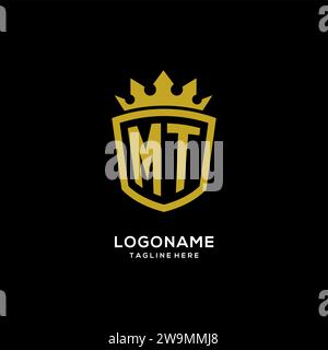Initial MT logo shield crown style, luxury elegant monogram logo design vector graphic Stock Vector