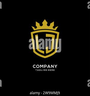 Initial LJ logo shield crown style, luxury elegant monogram logo design vector graphic Stock Vector