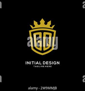 Initial GQ logo shield crown style, luxury elegant monogram logo design vector graphic Stock Vector