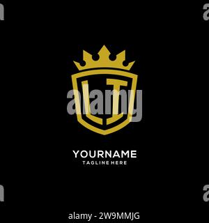 Initial LI logo shield crown style, luxury elegant monogram logo design vector graphic Stock Vector