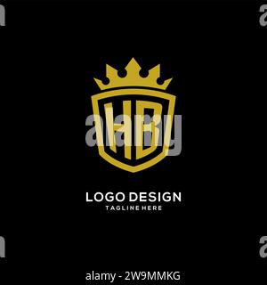 Initial HB logo shield crown style, luxury elegant monogram logo design vector graphic Stock Vector