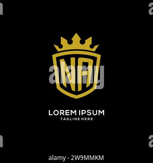 Initial NA logo shield crown style, luxury elegant monogram logo design vector graphic Stock Vector