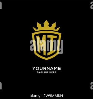 Initial MI logo shield crown style, luxury elegant monogram logo design vector graphic Stock Vector