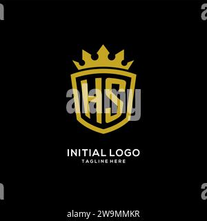 Initial HS logo shield crown style, luxury elegant monogram logo design vector graphic Stock Vector