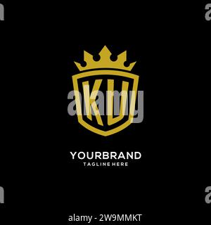 Initial KU logo shield crown style, luxury elegant monogram logo design vector graphic Stock Vector