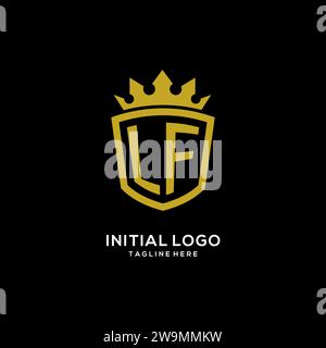 Initial LF logo shield crown style, luxury elegant monogram logo design vector graphic Stock Vector