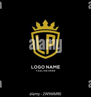 Initial LP logo shield crown style, luxury elegant monogram logo design vector graphic Stock Vector