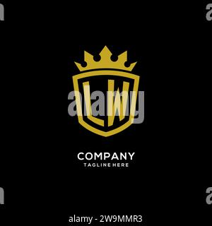 Initial LW logo shield crown style, luxury elegant monogram logo design vector graphic Stock Vector