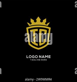 Initial IC logo shield crown style, luxury elegant monogram logo design vector graphic Stock Vector