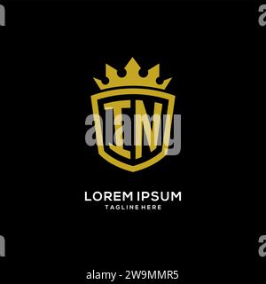 Initial IN logo shield crown style, luxury elegant monogram logo design vector graphic Stock Vector