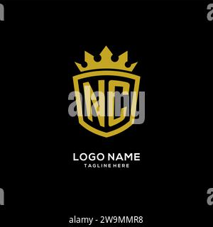 Initial NC logo shield crown style, luxury elegant monogram logo design vector graphic Stock Vector